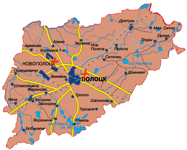 Polotsk area - churches in cities of polotsk and Novopolotsk